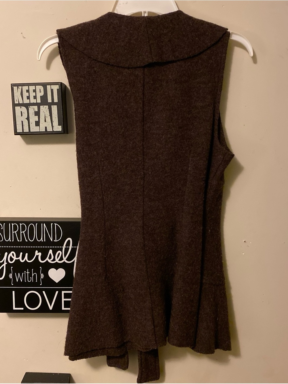 Women's brown sleeveless wrap vest - Picture 8 of 11